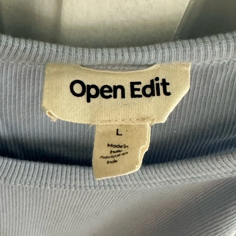 Open Edit Ribbed Crop Racerback Tank Periwinkle Blue - Picture 3 of 3